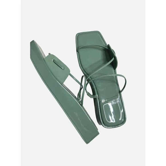 Jeffrey Campbell Atumano Flatform Sandal in Dusty Mint Patent Size 9 Women's - Picture 1 of 14